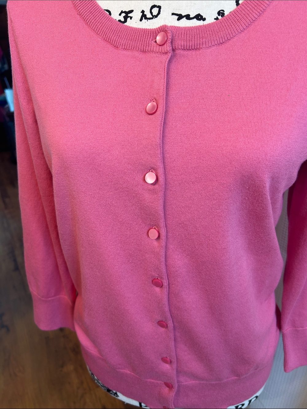 Talbots Pink Pima Cotton Button-Front Cardigan, Small, 3/4 Sleeve, NWOT - Picture 4 of 7
